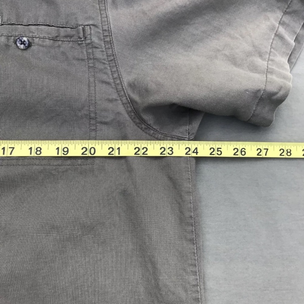 SOLD Columbia Men's Short-Sleeve Shirt L Army Green Front Pocket - Picture 6 of 8